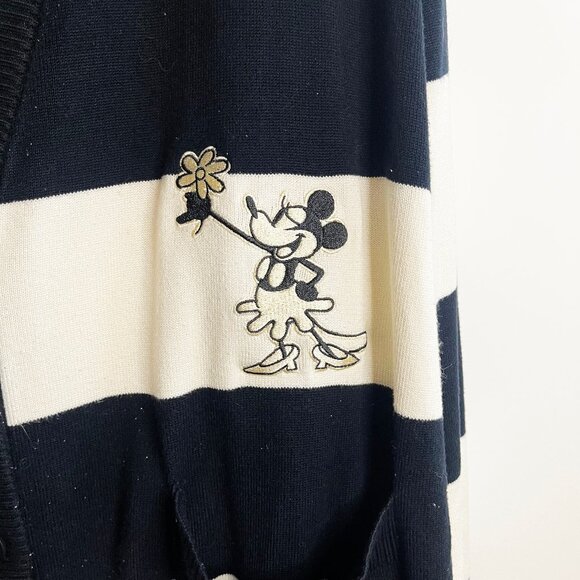 Disney Retro Minnie Mouse Black Cream Striped Vintage Style Cardigan Size XXL - Picture 2 of 4
